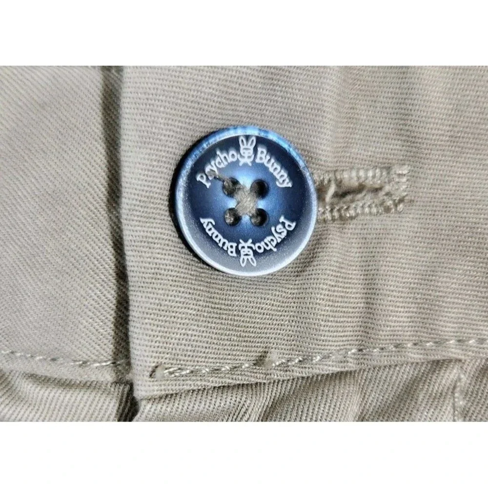 Psycho Bunny Khaki Chino Shorts Mens 33 Cotton Blend Flat Front Logo PreppyPunk - Picture 3 of 10